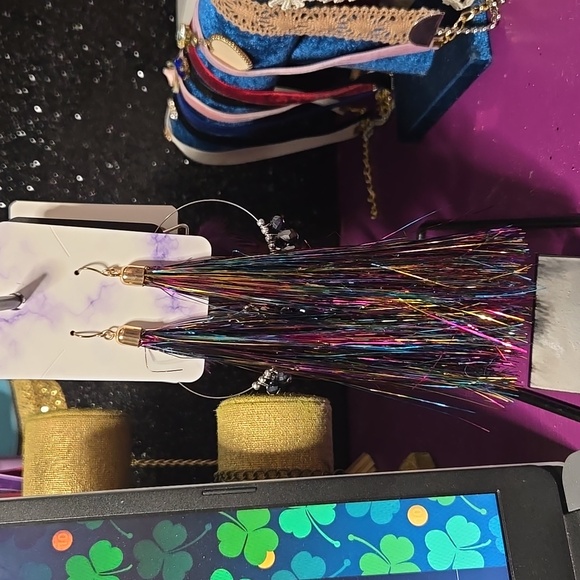 COLORFUL TINSEL EARRINGS - Picture 8 of 8